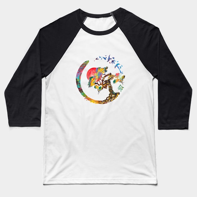 Enso circle and Bonsai tree Baseball T-Shirt by RosaliArt